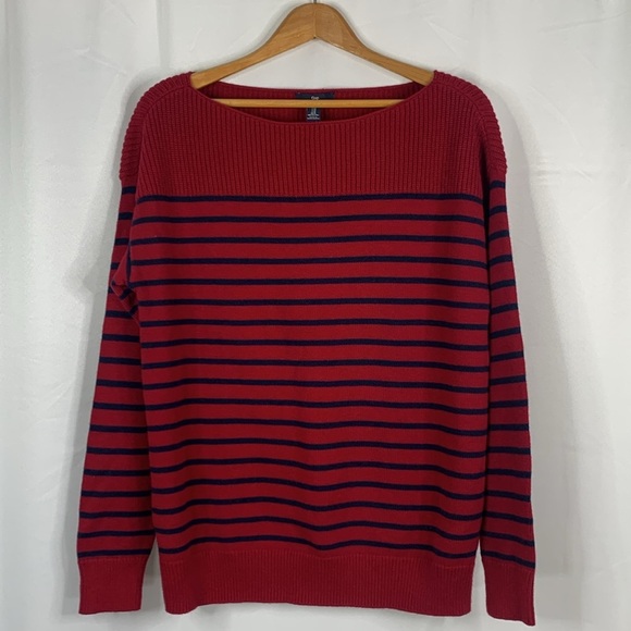 Gap Factory Red and Blue Striped Boatneck Sweater- NWT - Picture 1 of 14